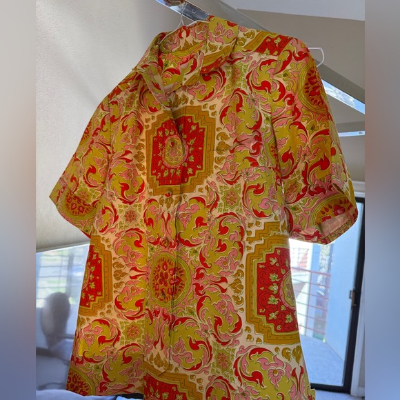 Vibrant Patterned Shirt and Pants set: Design Thai by Neiman Marcus Trophy Room - Picture 2 of 7